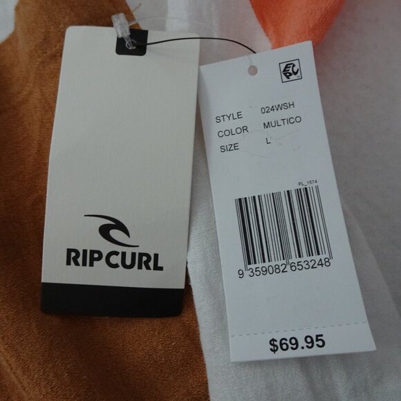Rip Curl Button Up Top Women's Size L White Colorblock Long Sleeve Beach CoverUp - Picture 8 of 10